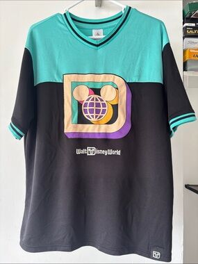 Disney World Colorblocked Teal & Black Short-Sleeve Logo Jersey